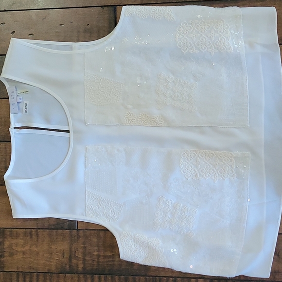 State Cream sequined dressy tank. Size medium. - Picture 8 of 12